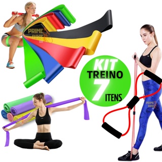 Kit 5 Elástico Treino Mini Band + Faixa Elástica Thera Band + Elástico Exercício Extensor Fisioterapia Funcional Academia em Casa