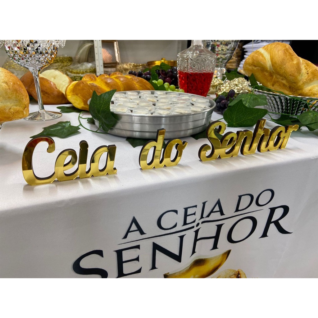 Escrita Ceia do Senhor - Acrílico Dourado