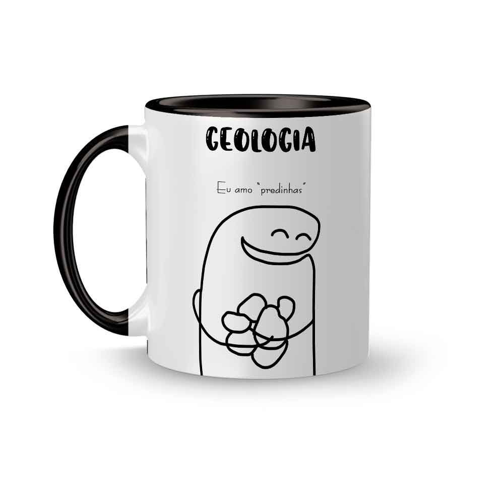 Caneca Cerâmica Profissões Flork - Geólogo / Geologia, Eu Amo "Predinhas" 325ml
