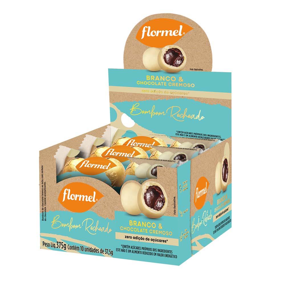 Bombom Branco com Recheio de Chocolate Cremoso Flormel Zero Açúcar ...