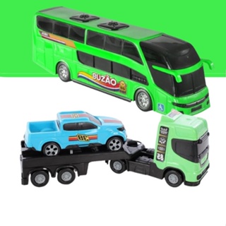 Caminhão Brinquedo Infantil Cegonha + Onibus + Reboque - Escorrega o Preço