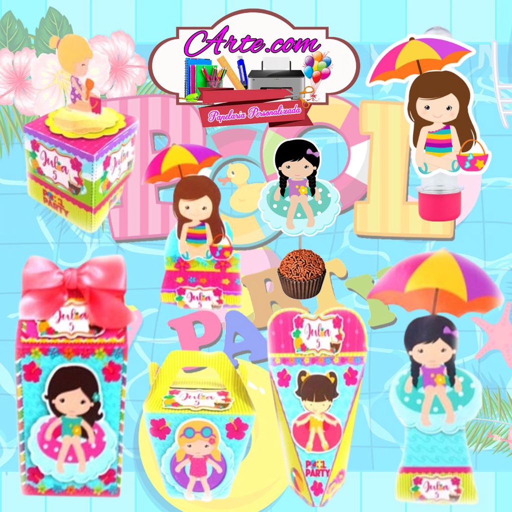 Kit digital - Festa Pool Party Menina