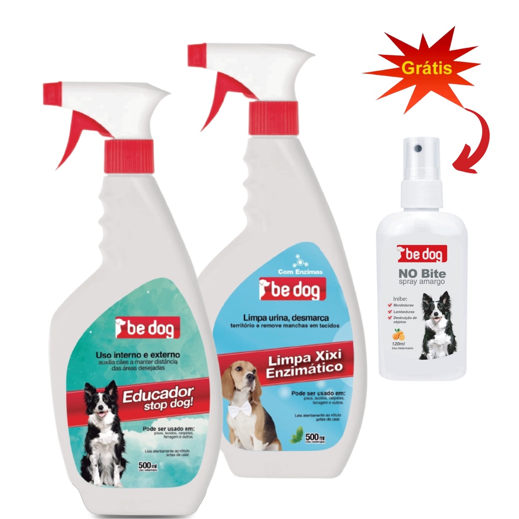 Educador Cachorros Xixi Nao Pode + Limpa xixi Enzimatico Cães + Spray