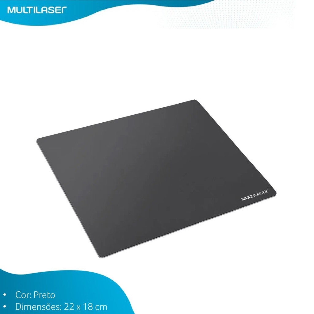 Mouse Pad Básico Simples Multilaser 220mm x 180mm Preto