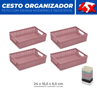 Set X 4 Canastos Organizadores Multiuso Plástico Cesto Caja