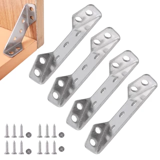 Suportes De Canto De Aço Inoxidável Para Móveis De Uso Geral/Cama & Armário Gaveta/Fixadores De Juntas De Cantos/1 Conjunto De Conector Estrutura De Suporte Triangular + 4 Parafusos)