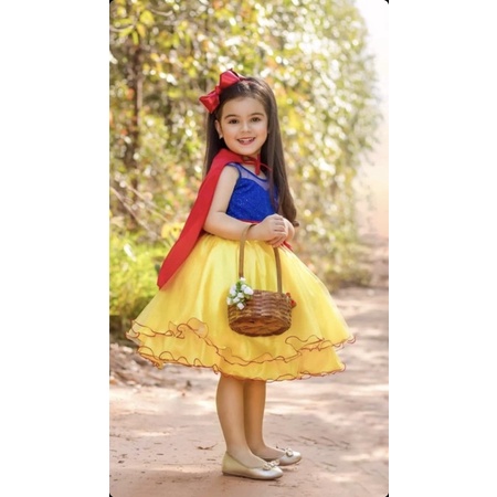 fantasia vestido infantil branca de neve com capa