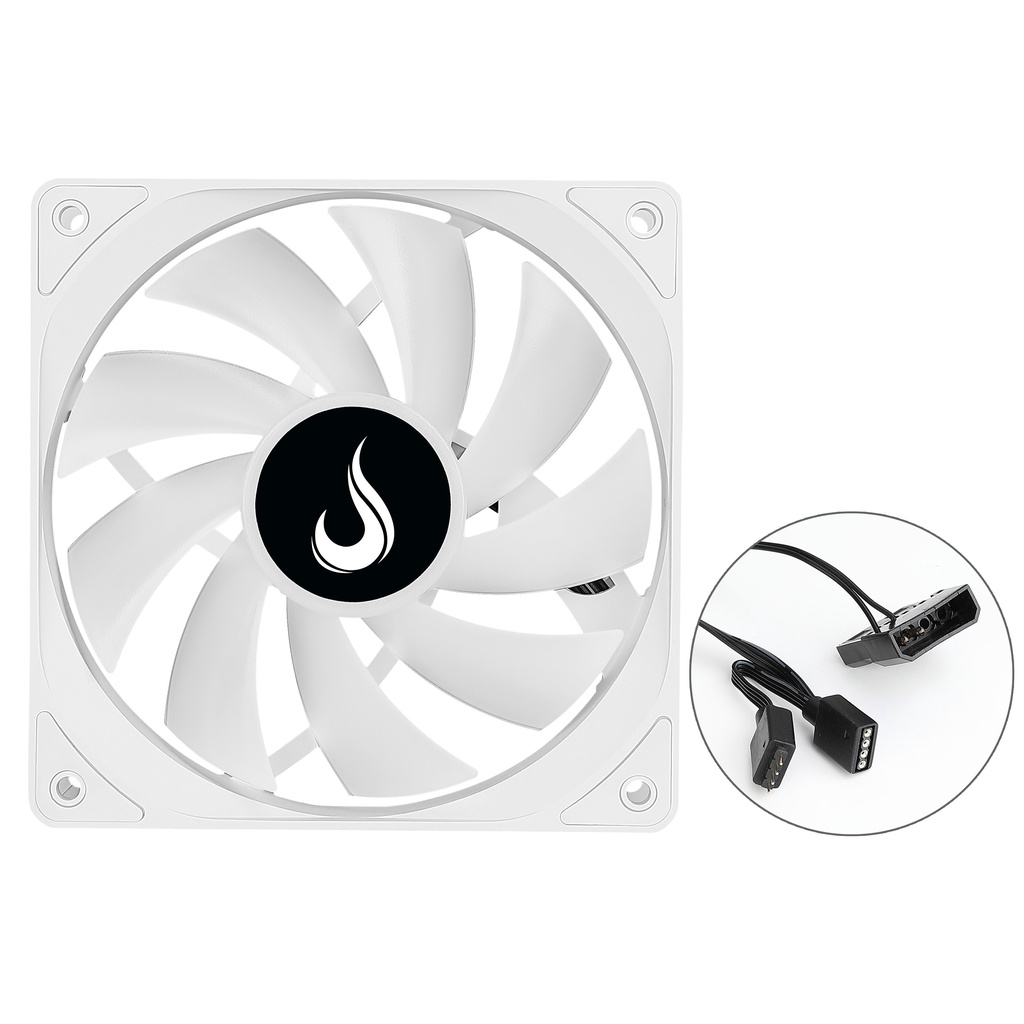 Cooler Fan Branco RGB 12V 4 Pinos Rise Mode RM-MB-02-12V