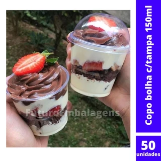 50un Copo Supremo 150ml Com Tampa Bolha Sem Furo Copo da Felicidade- PRAFESTA Oferta