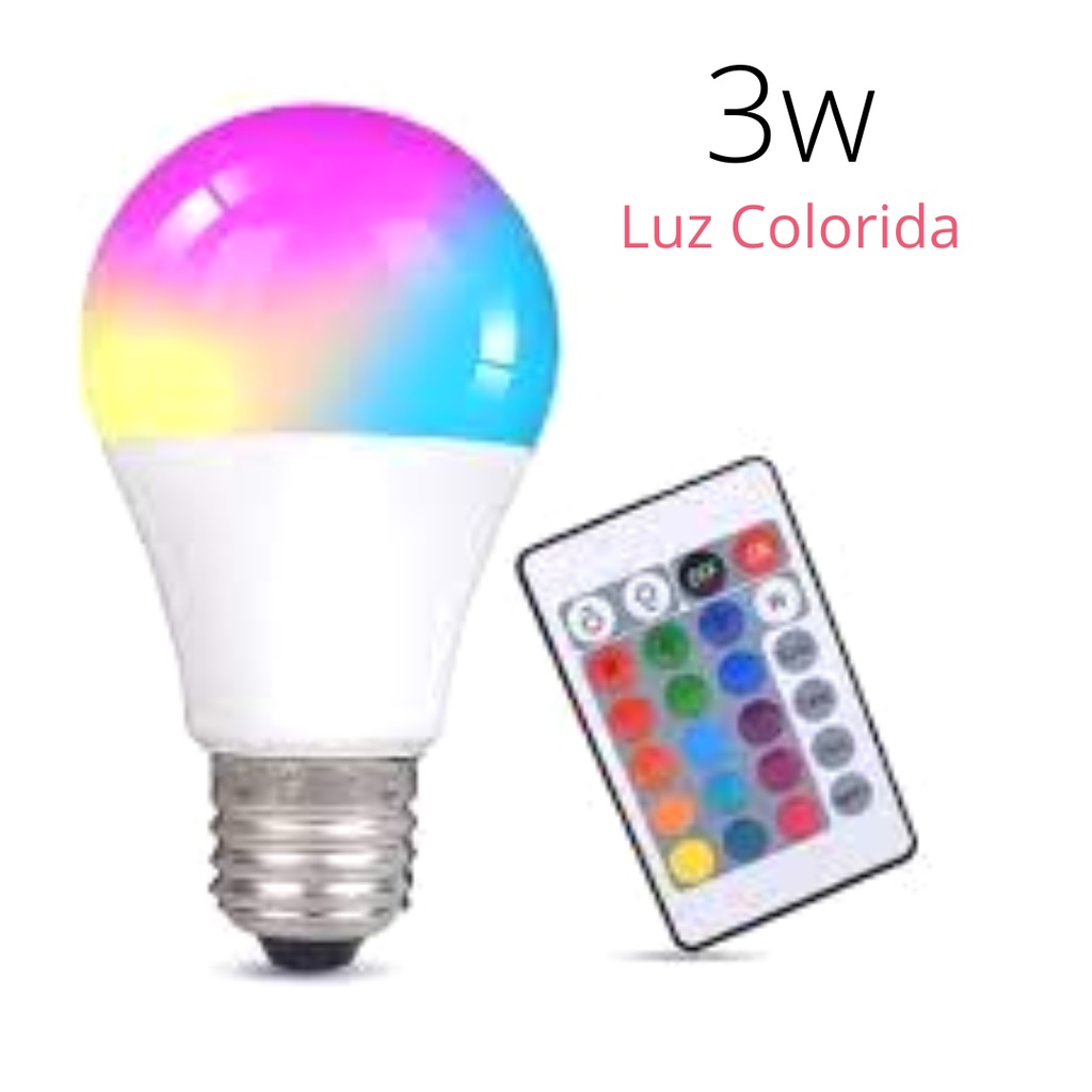 Lâmpada Inteligente RGB 3w Led Luz Colorida Bulbo Bivolt | Shopee Brasil