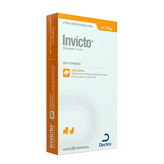 Invicto Antipulgas Para Caes e Gatos Ate 11,4kg Dechra 11,4mg C/ 6 Comprimido