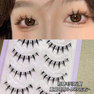 5 Cílios Falsos De Ar natural Do Diabo Pequeno Cos Fada Japoneses Transparentes Feitos À Mão Pestanas Espessas Encaracoladas Ferramentas De Maquiagem