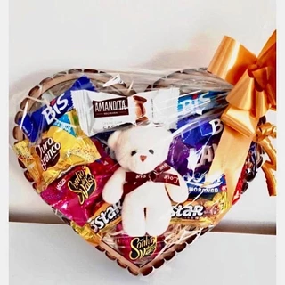 Cesta Coração de Chocolate para Presente Natal/Namorados/Aniversário