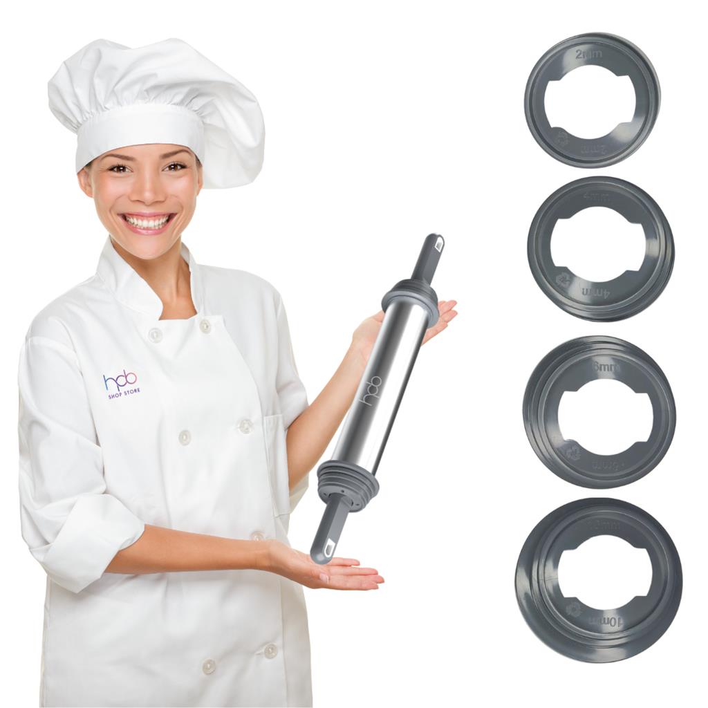 Rolo Pau Macarrao 28cm Pesado Giratorio Cromado Profissional Chef Para  Massas De Macarrão | Shopee Brasil