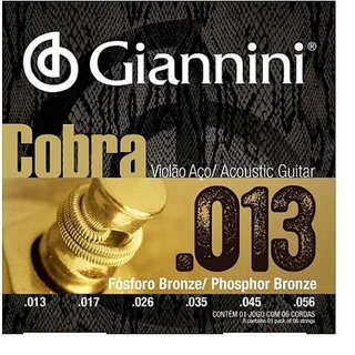 Encordoamento Para Violão Giannini Cobra 013-056 Aço Fosforo Bronze GEEFLXF