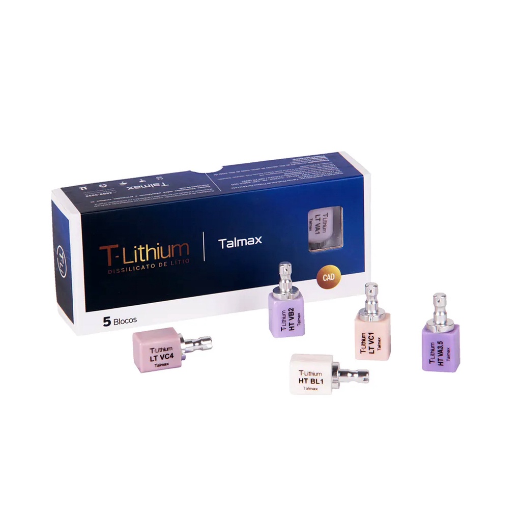 Bloco de Dissilicato T-Lithium Talmax CAD/CAM 5UNID - C14mm | Shopee Brasil