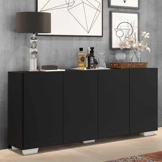 Aparador Buffet 4 Portas c/ Pés Quadrados Veneza Multimóveis Preto/Branco