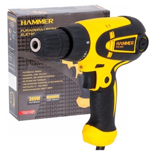 FURADEIRA PARAFUSADEIRA ELETRICA 3/8" (10mm) 300 W 127V - HAMMER