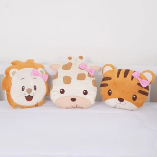 Jogo com 3 Almofadas Decorativas safari lacinho rosa