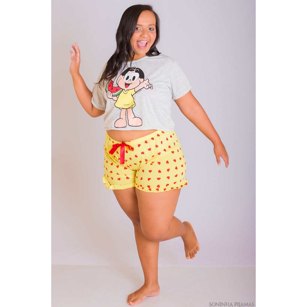 Kit de 2 Baby Doll Adulto Feminino Cropped Magali Mulher Maravilha Onça ...
