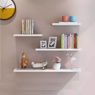 Kit 4 Prateleiras reta 20/30/40/45 nicho Mdf Branco Suporte decoração sala quarto banheiro escritório