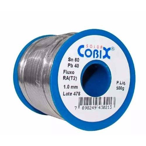 Solda Estanho 60x40 1mm Com Fluxo Rolo 500g - Cobix