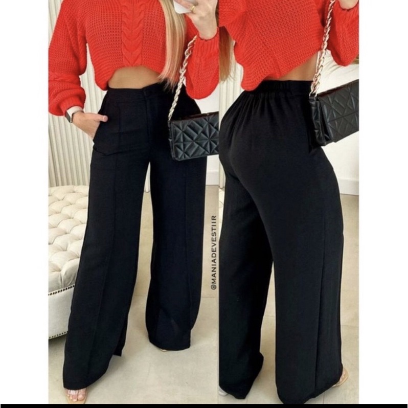 Calça Feminina Pantalona Tecido Duna