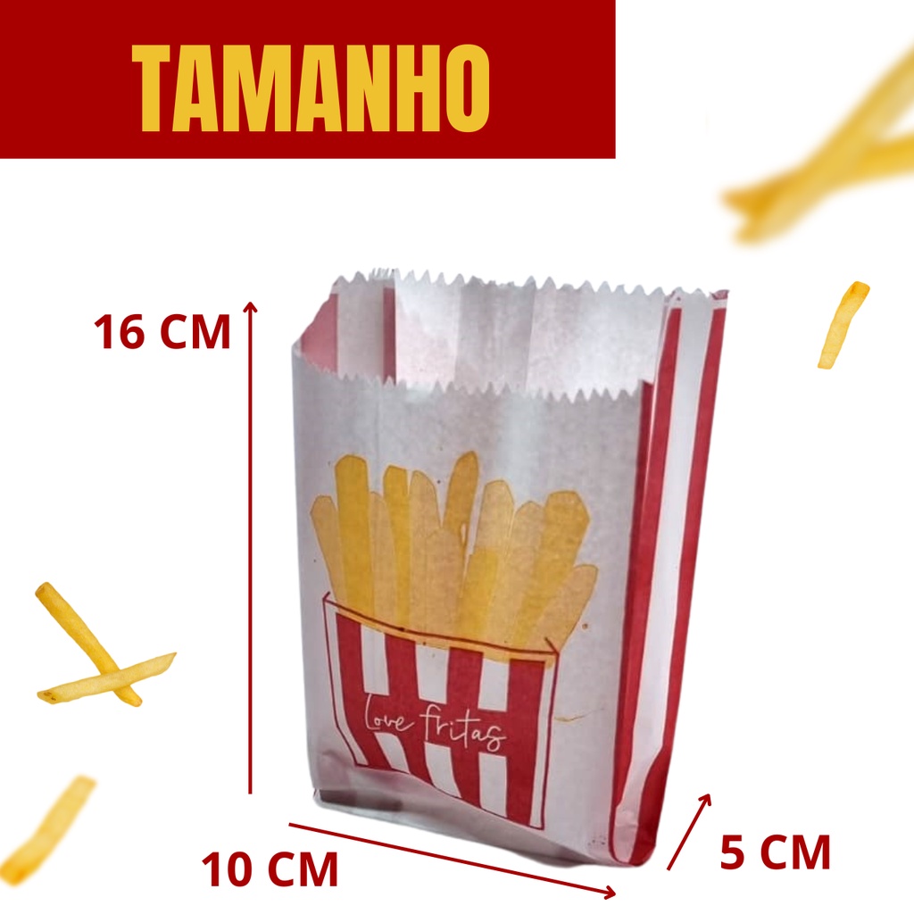 Saquinho para Batata Frita Personalizado com 500 unidades (Love Fritas ...