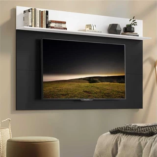 Painel TV 65" c/ Prateleira Amsterdã Plus Multimóveis Preto/Branco