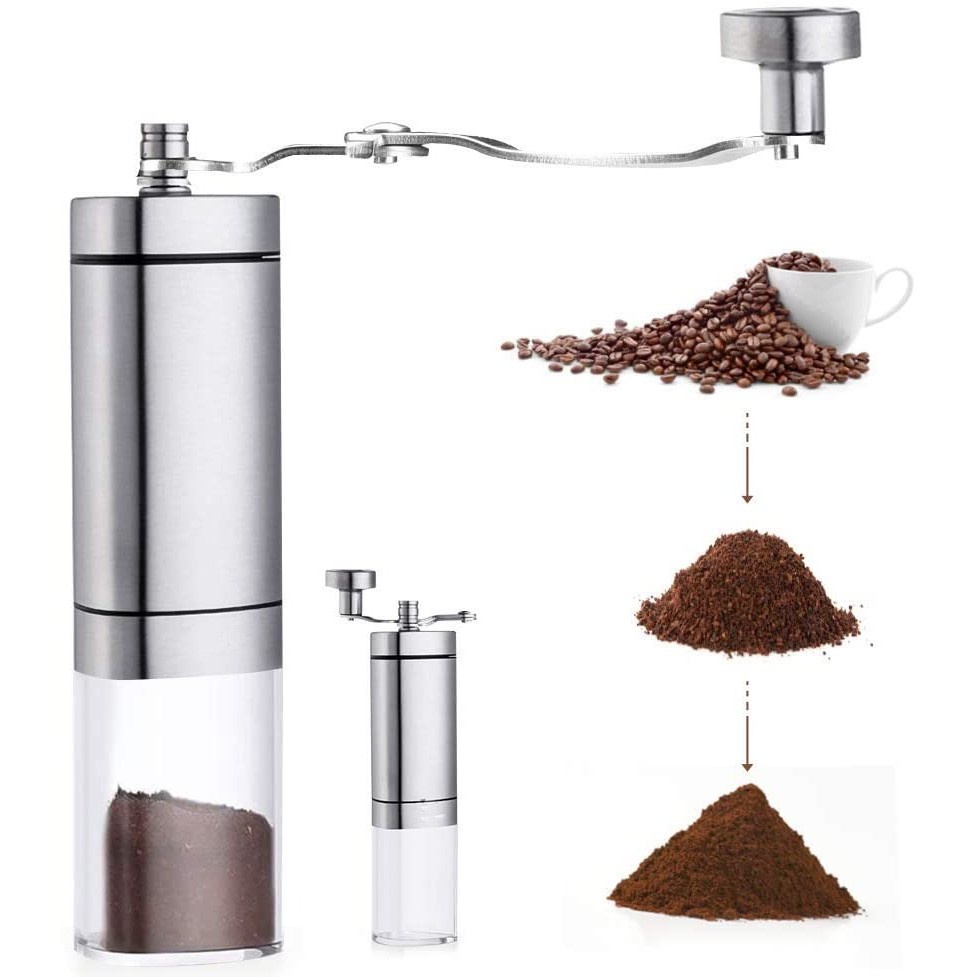 Moedor De Grãos Café Manual Aço Inox C/ Ajuste De Moagem Pre