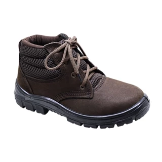 Bota de Amarrar Nobuck Bico Plástico Marrom Imbiseg