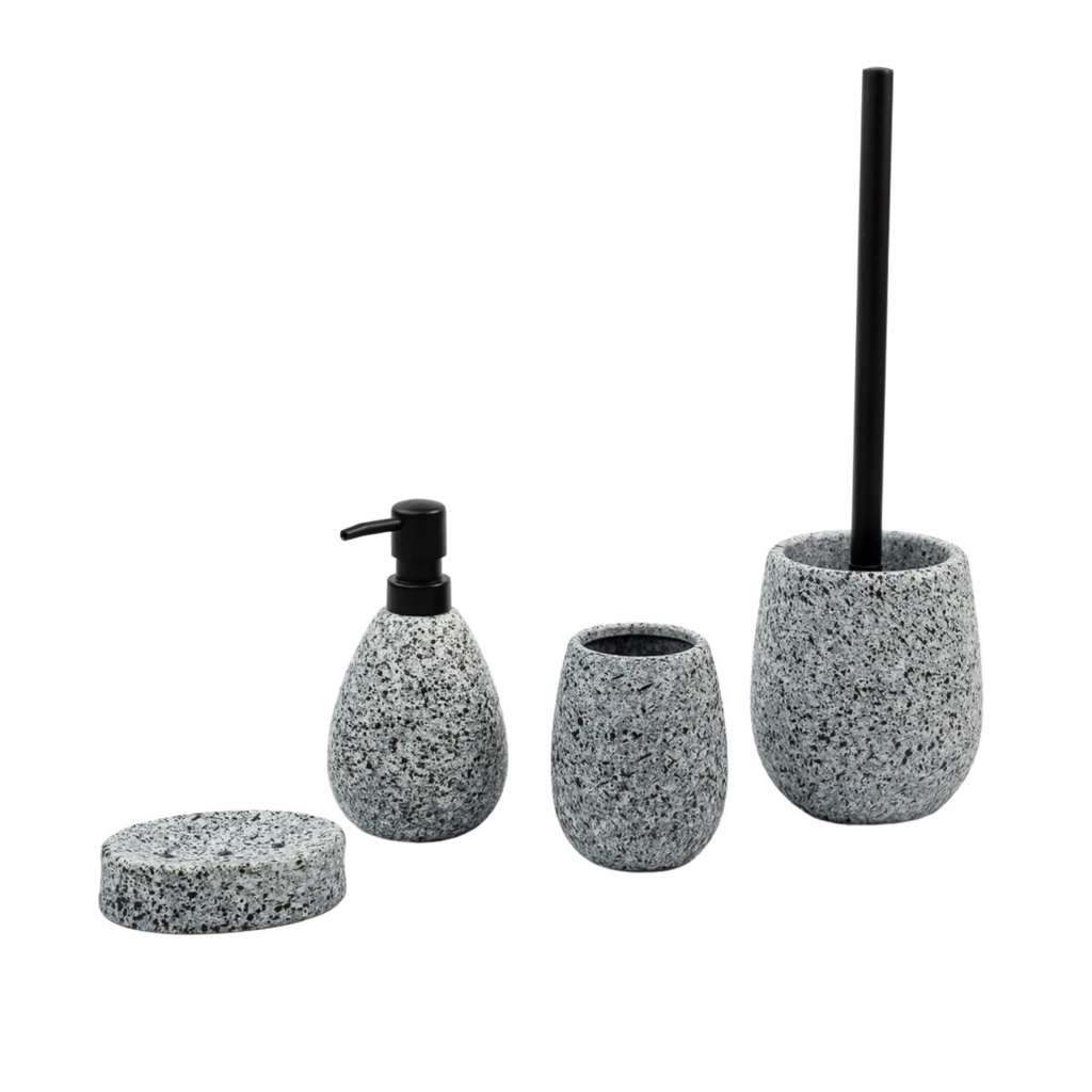 Kit banheiro saboneteira e escova sanitária 4 pçs - Oikos