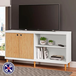 Rack TV Ditália até 50” 2 Portas RC-30 Branco/Carvalho