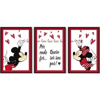 Quadro Decorativo Moderno Lindo Quero Ser Seu Par Minnie Mickey Quarto Casal