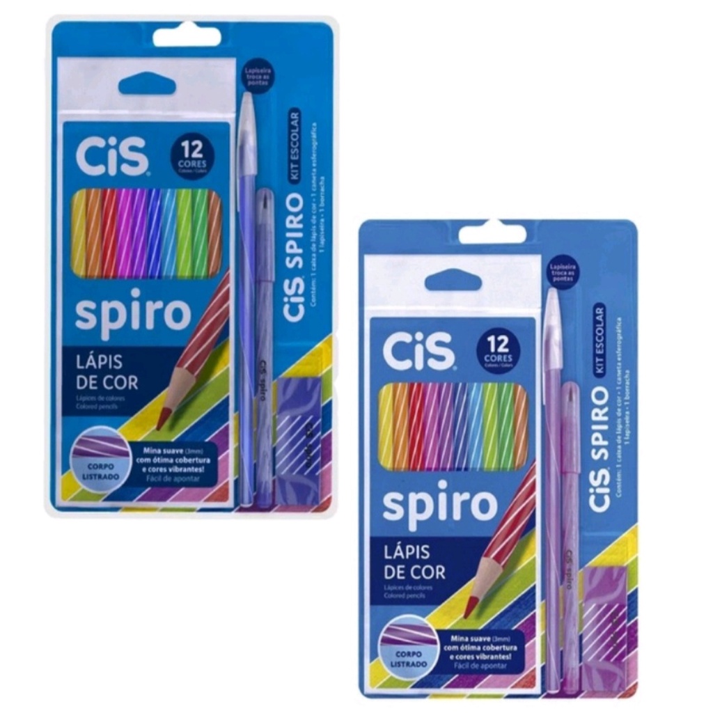 Kit Spiro - Kit Escolar Kit Cis Rosa / Azul / Roxo | Shopee Brasil
