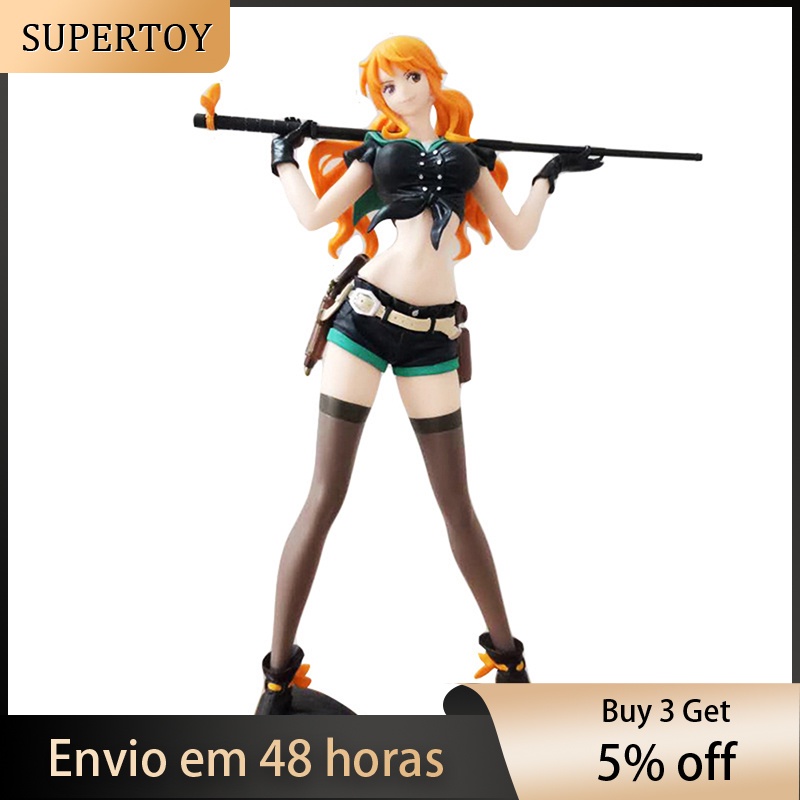 SUPERTOY Action Figure One Piece Nami Anime PVC Roupas Pretas Carregando Um Modelo Brinquedos HOT
