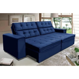 Sofá Vancouver 3,10m Suede Velusoft azul