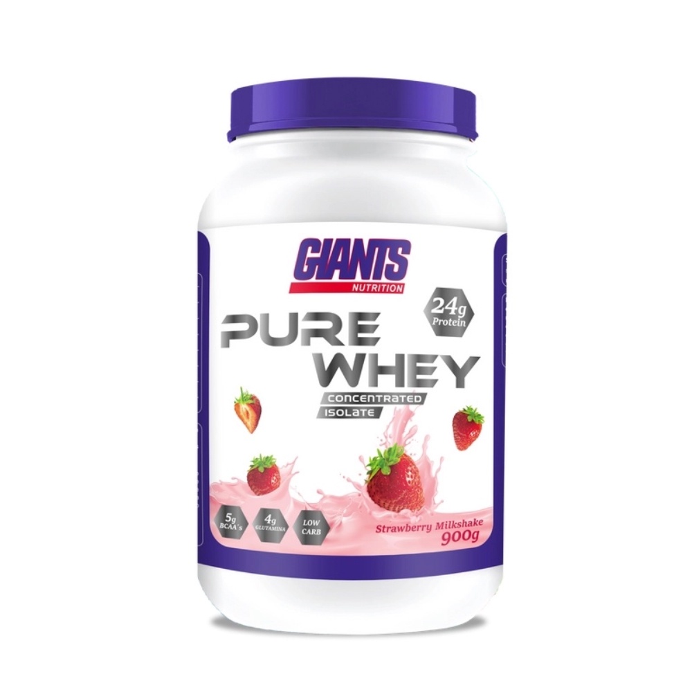 Pure Whey 900g Isolado e Concentrado – Giants Nutrition – Sabor Morango