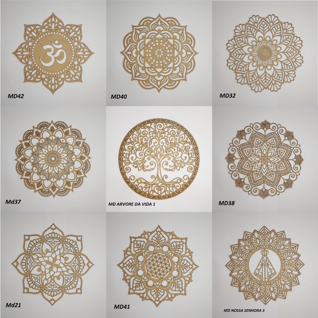 Mandalas MDF cru 20cm de diâmetro 3mm de espessura
