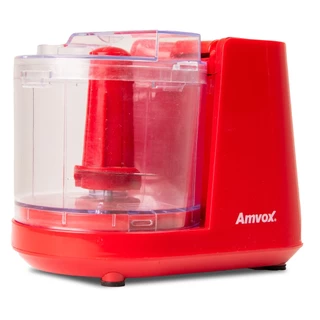 MINI PROCESSADOR ELÉTRICO E TRITURADOR DE ALIMENTOS AMVOX APR 1001 RED1000W 2 LÂMINAS VERMELHO