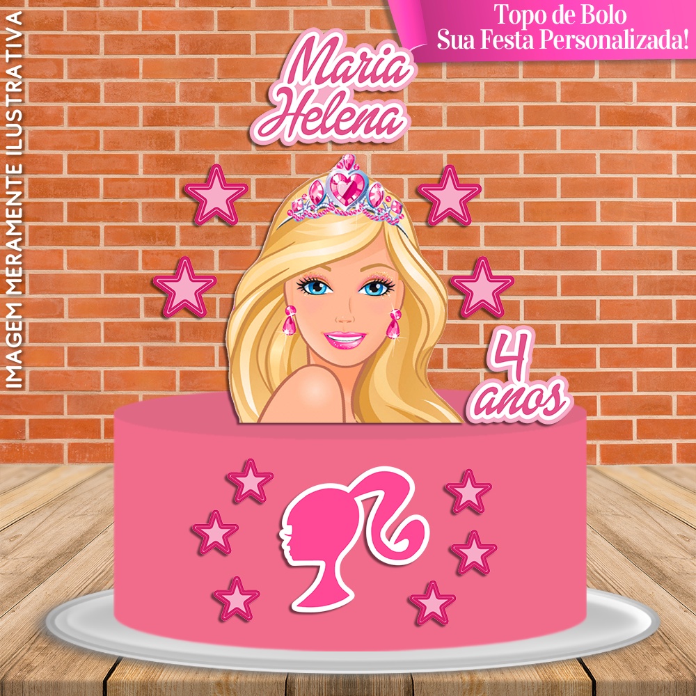 Topper para Bolo Barbie - 4 Unidades - Extra Festas