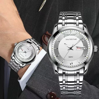 Relógio Suíço Suíço Genuíno de Movimento Automático Relógio Suíço Genuíno à prova d'água Calendário Luminoso Faixa de Aço Relógio de Pulso Masculino da Tendência