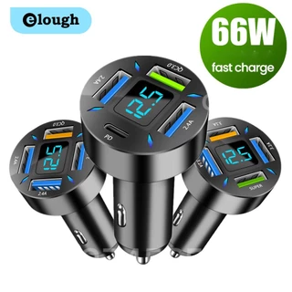 Carregador USB De 66W Tipo C PD Adaptador De Carregamento Rápido Para Carro 4 Portas De Telefone Com Display Digital