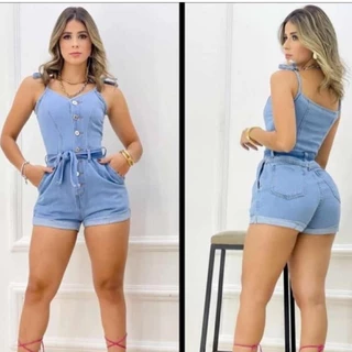 MACAQUINHO JEANS COM LYCRA E CINTO