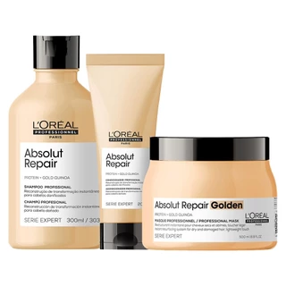 Kit L'Oréal Professionnel Serie Expert Absolut Repair Gold Quinoa - 3 Produtos em Oferta na Shopee