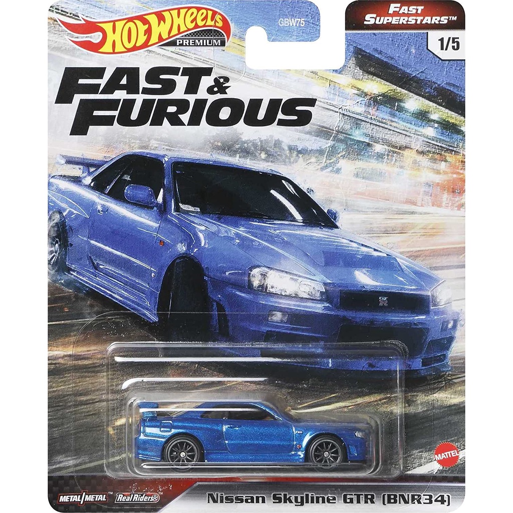 Hot Wheels Rodas Quentes Premium SuperStars Rápidos E Furiosos Nissan Skyline GTR R34 BNR34