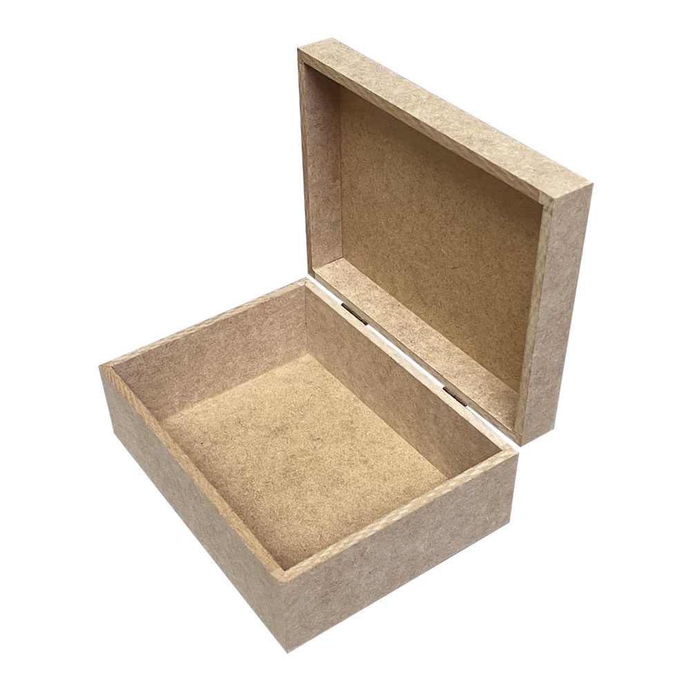 Caixa Retangular Lisa Com Dobradiça 20x15x8,5 - MDF Cru