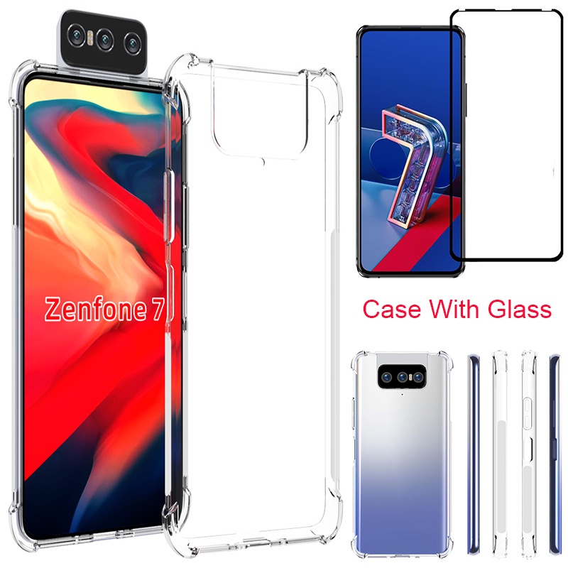 Zenfone 8 Vidro Flip Temperado + Capa Macia De Silicone