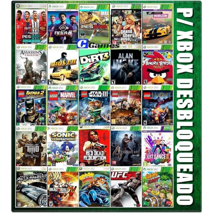 Kit 5 Jogos de Xbox 360 (LT 3.0/LTU)