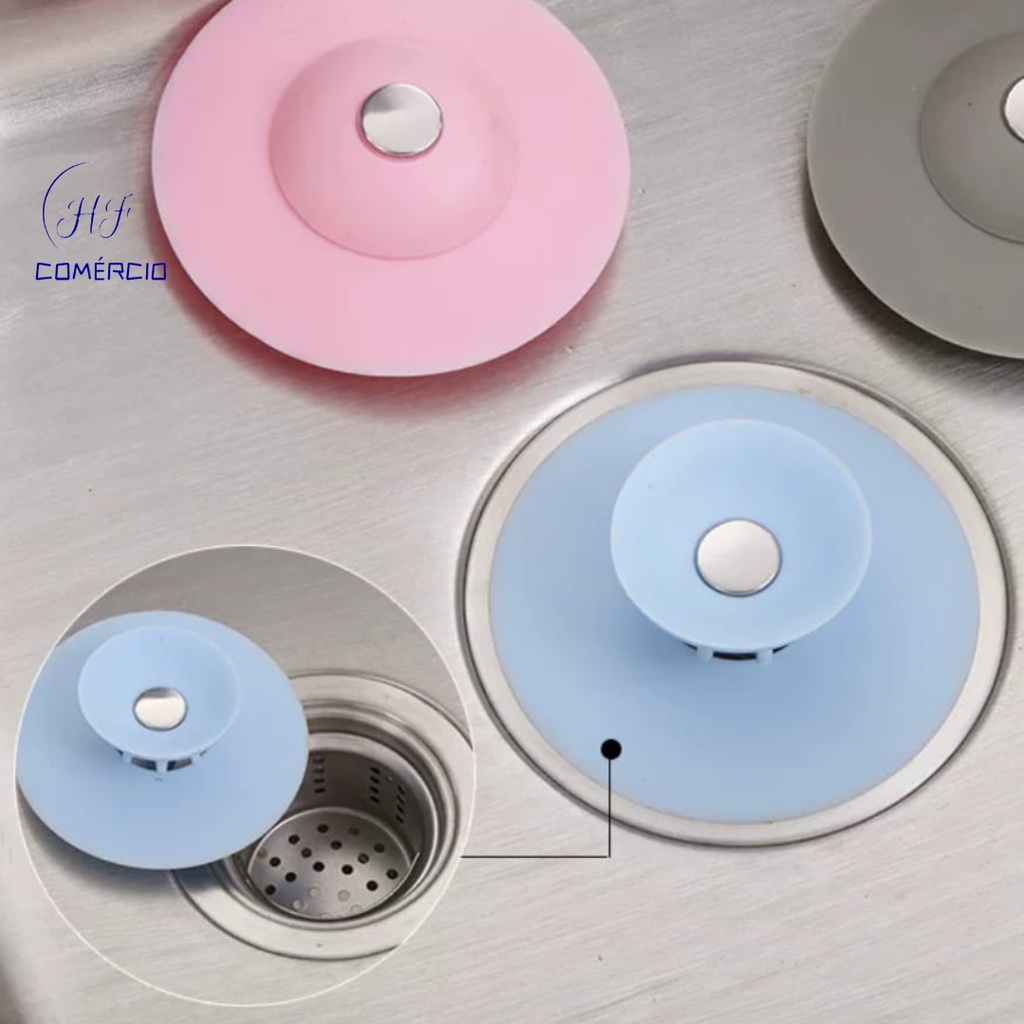 Kit 5 Tampa De Ralo Pia Universal De Silicone Filtro Anti Resíduos Promocao - Cor Aleatória